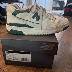 New Balance 550 Men's Sneakers - Cream and Dark Green